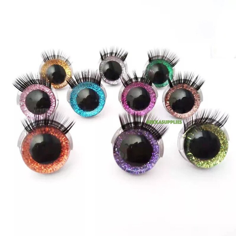 20PCs 20mm Glitter Safety Eyes with eyelashes Amigurumi Etsy