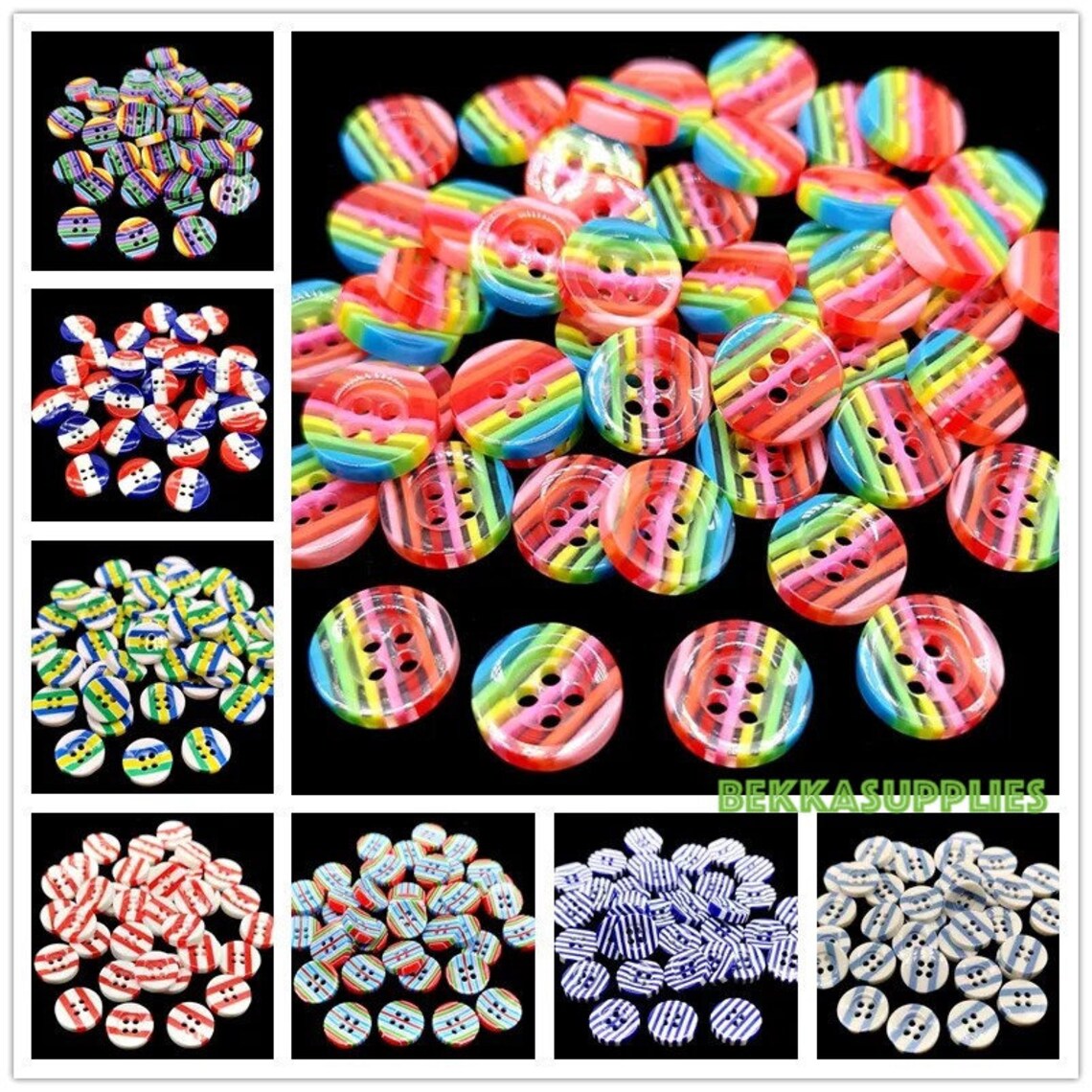 20PCs 4 Hole 9 Design Colourful Beautiful Resin Round Button Etsy