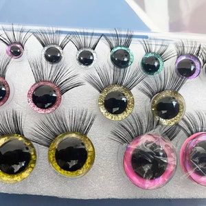 Size: 9mm-30mm-8 Pairs Mix Sizes 3D Safety Eyes with Eyelash Tray and Washers