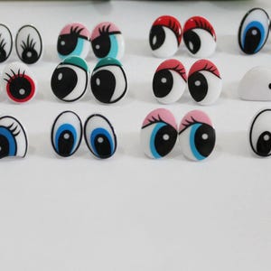 24stk 10Styles lustige Cartoon Sicherheitsaugen mit Unterlegscheibe Kunststoff Oval Sicherheitsaugen #DIY Puppe Spielzeug Plüsch Amigurumi machen