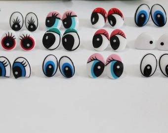 24PCs 10Styles Funny Cartoon Safety Eyes with washer Plastic Oval Safety Eyes #DIY doll toy plush amigurumi making