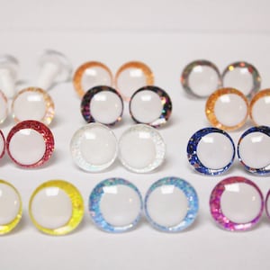14-16-18-20-25-30-35mm 10 paar cartoon 3D ronde glitter pluche grappige speelgoedogen met witte pupilogen en ring #DIY amigurumi gevuld maken