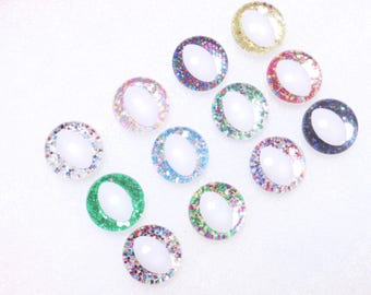 25mm 5 Pairs Cat Safety Eyes White Pupil Cat Eye with Glitter Colour and Washers