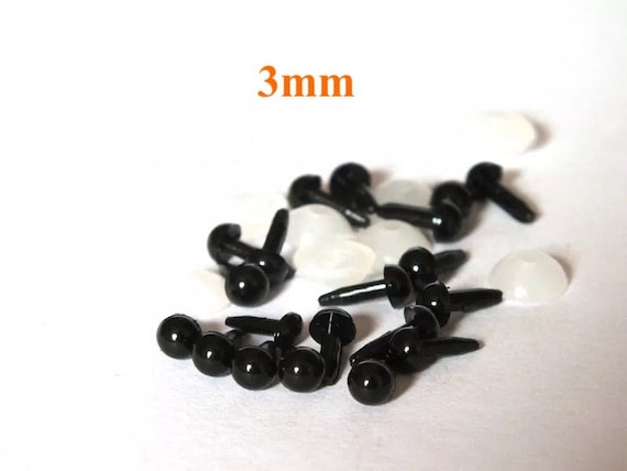 100pcs Safety Plastic Craft Eyes With Washers, 12mm Black Teddy