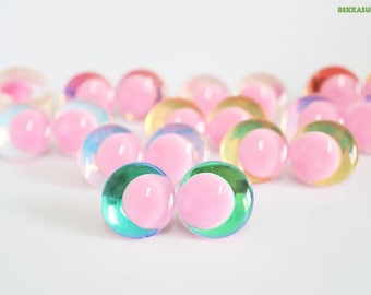 25mm 10Pairs 3D Safety Eyes Pink Pupil Cartoon Style Safety Eyes with Glitter Colour and Washer #DIY amigurumi plush crochet doll toy making