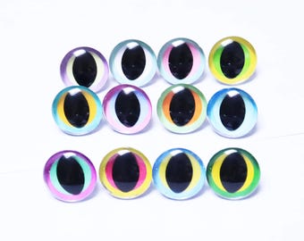 10Pairs 10mm-30mm 3D Cat Safety Eyes with 11 Colourful Glitter Colours and Washers for DIY amigurumi plush stuffed making