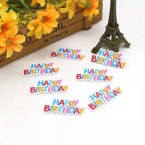 30 unidades - botão de madeira multicolorido de feliz aniversário
