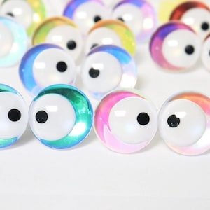 25mm 10Pairs Clear 3D Safety Eyes with white and a dot pupil eyes in assorted back glitter colours and washer #DIY amigurumi plush making