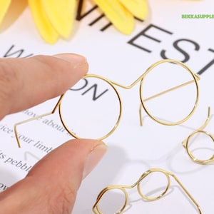 10PCs 3.3cm/4.1cm/6cm Doll Lensless Frame Retro Gold Glasses--#Metal Glasses #Knitted Amigurumi Doll Toy Stuffed Animal DIY craft - 3 sizes