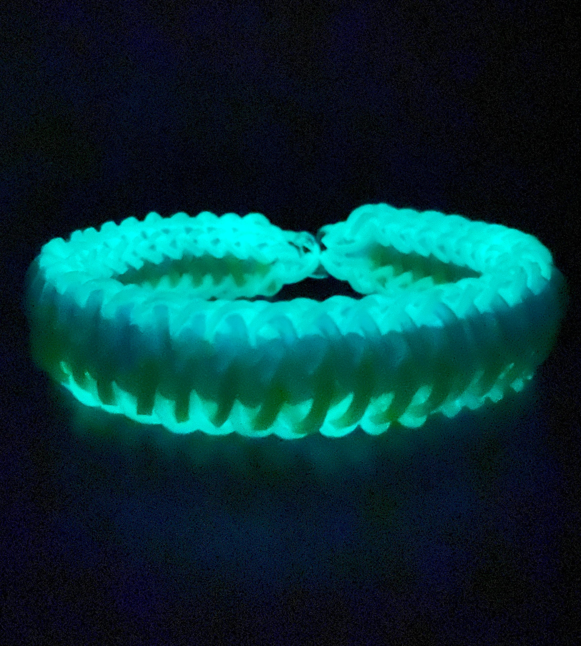 Sorbet Delight Rainbow Loom Bracelet Handmade - Baby Blue, Lime Green Shiny  Teal