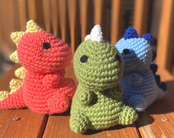 Customizable Crochet Dinosaur Plushie: Handmade Dino Gift Toy