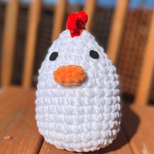 LARGE Fluffy Chicken Plushie- Handmade Crochet Chicken Plush Gift
