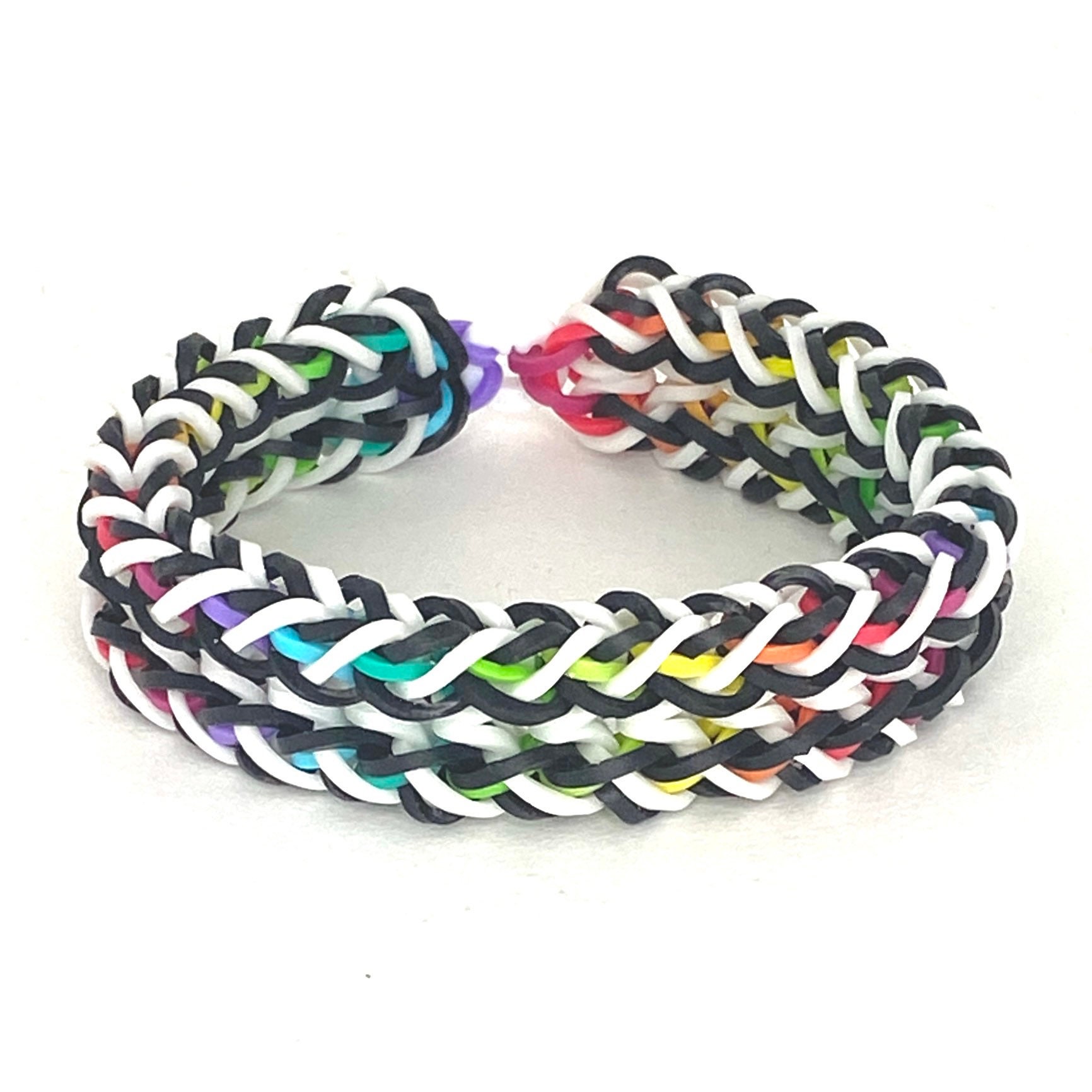 Rainbow Tire Track Black and White Rainbow Loom Rubber Band Bracelet Loom  Bands Craft Kids Jewelry Kit Stretchy Pride Loom Colorful Gift -   Canada
