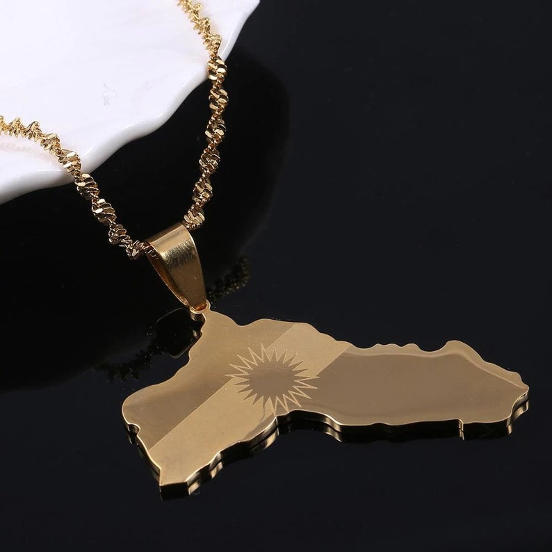 Collier KURDISTAN plaqué or 18K Carte du Kurdistan Bijoux Etsy France