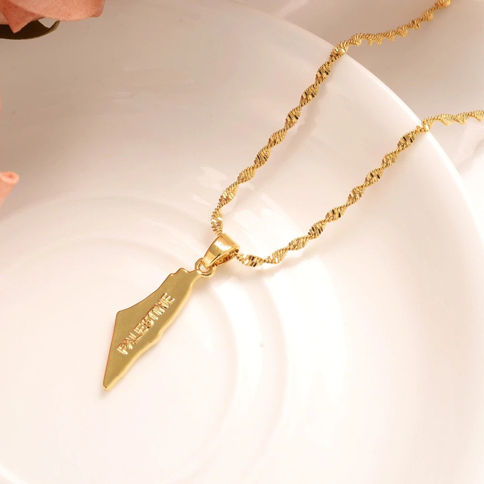 PALESTINE Necklace 18K Gold Plated Map of Palestina Etsy