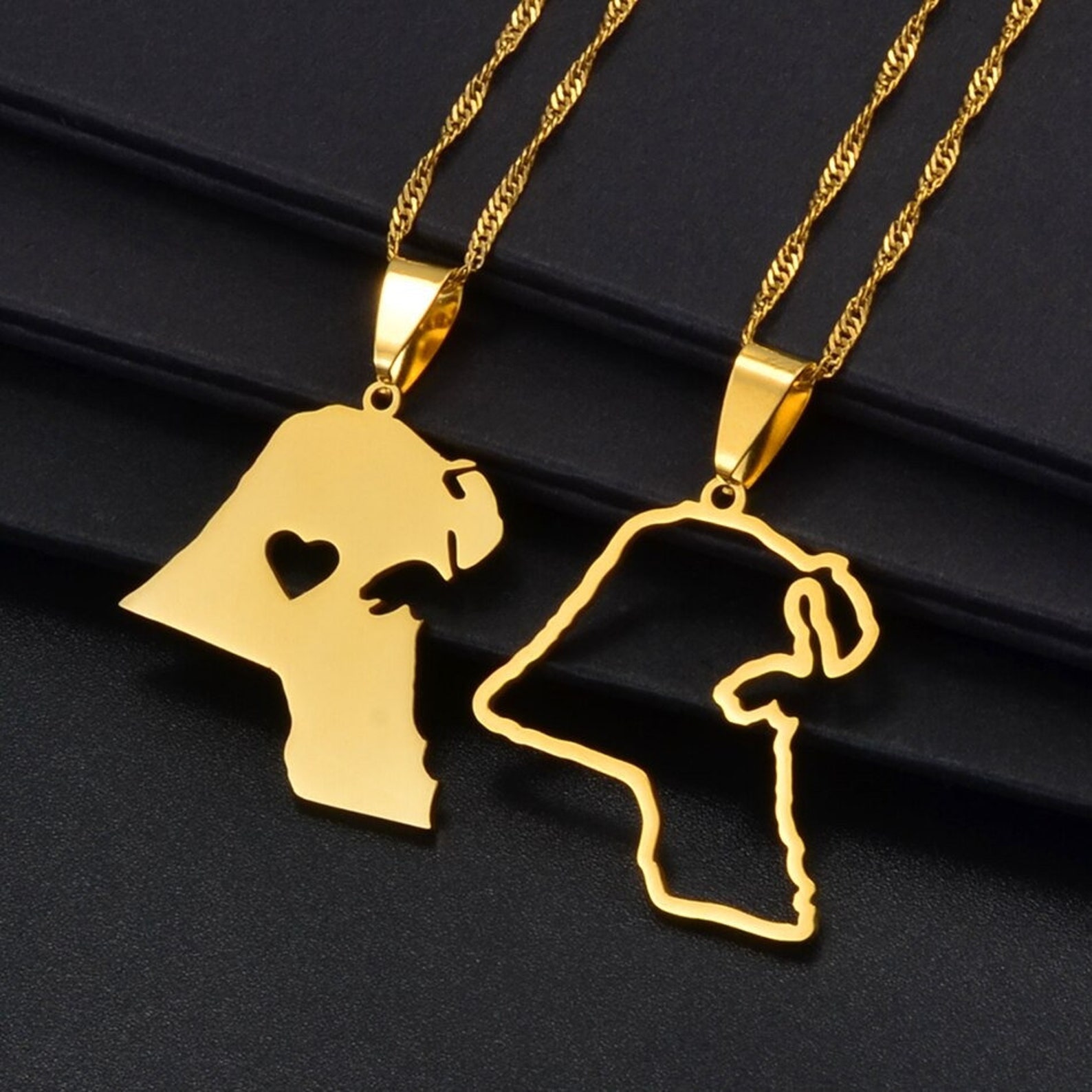 KUWAIT Necklace 18K Gold Plated Map of Kuwait Kuwaiti Etsy