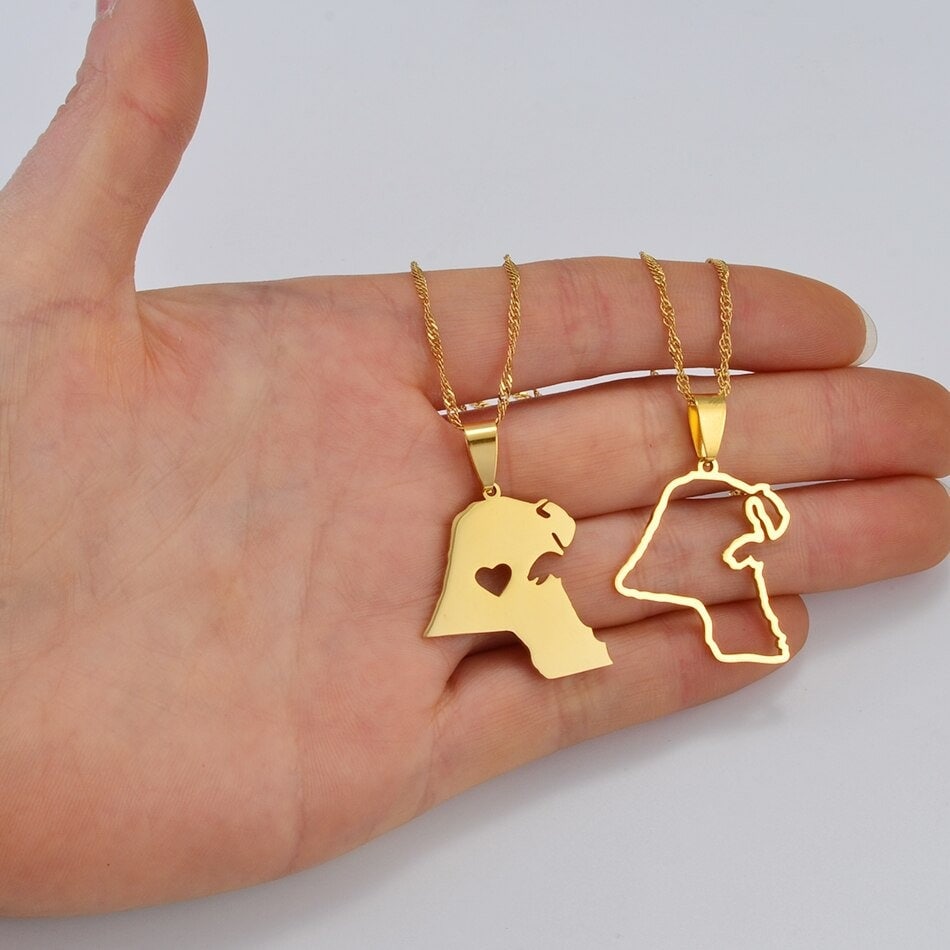 KUWAIT Necklace 18K Gold Plated Map of Kuwait Kuwaiti Etsy