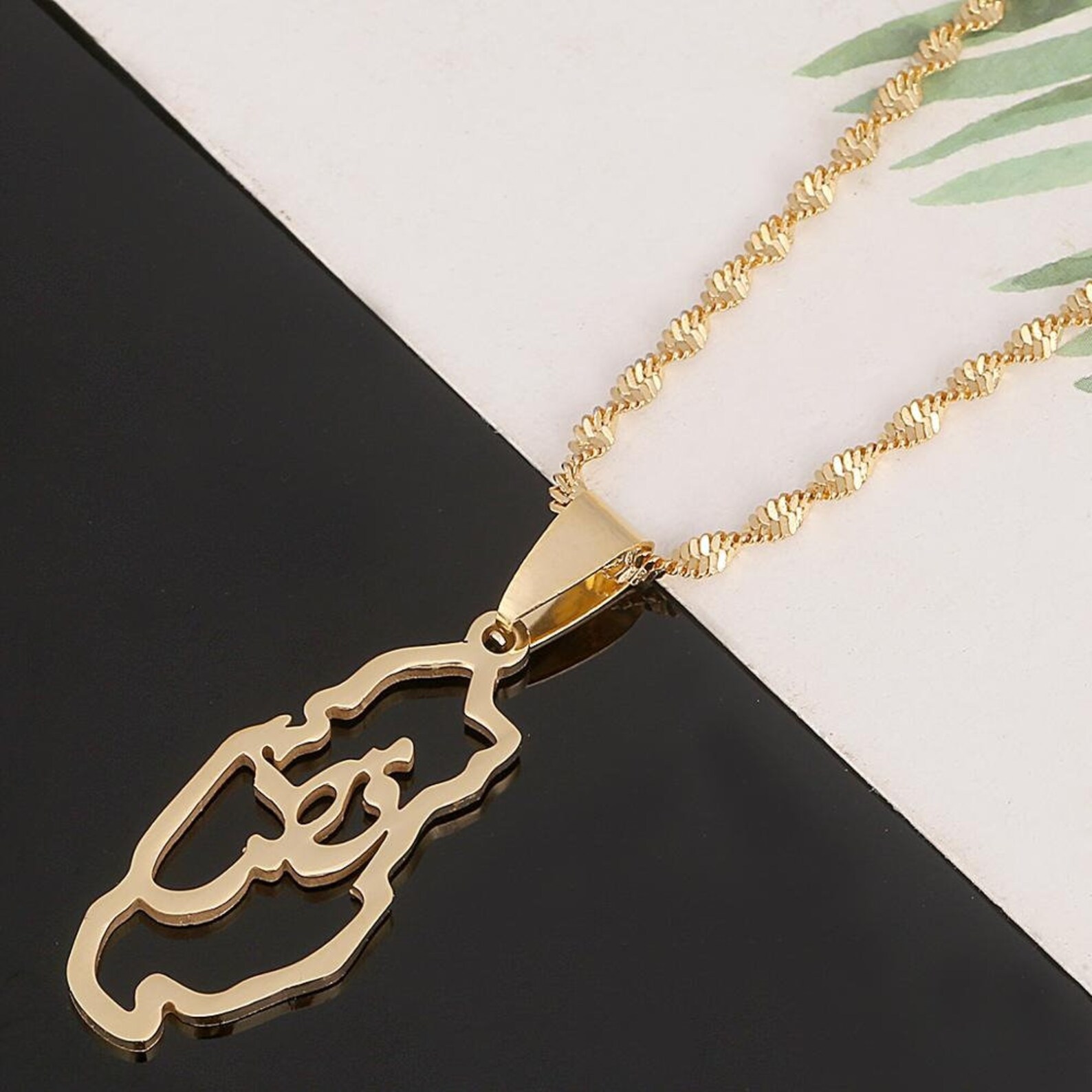 QATAR Necklace 18K Gold Plated Map of Qatar Qatari Jewelry Etsy