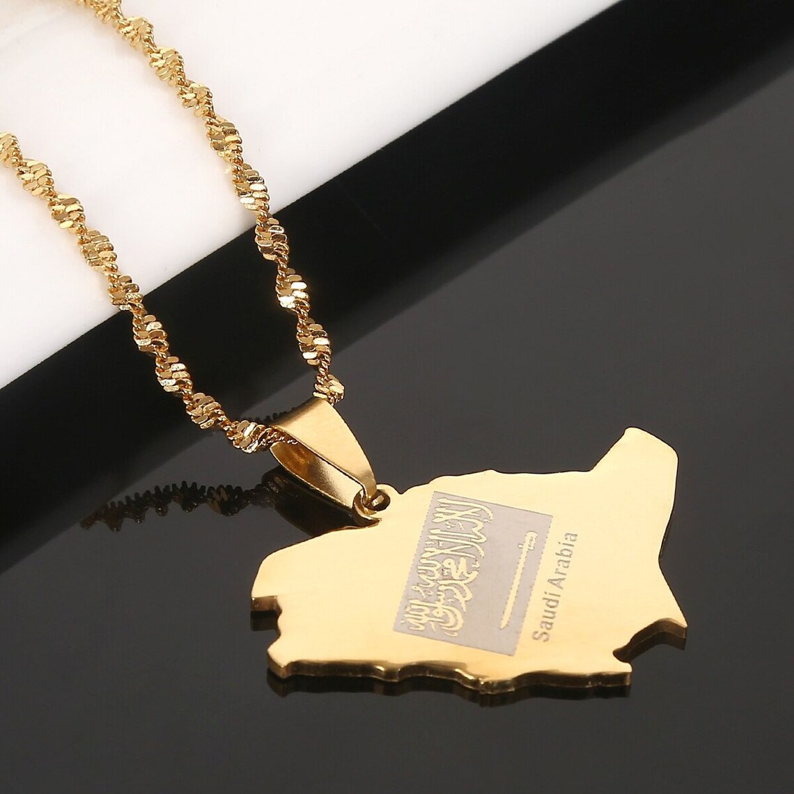 SAUDI ARABIA Necklace 18K Gold Plated Map of Saudia Arabia Etsy