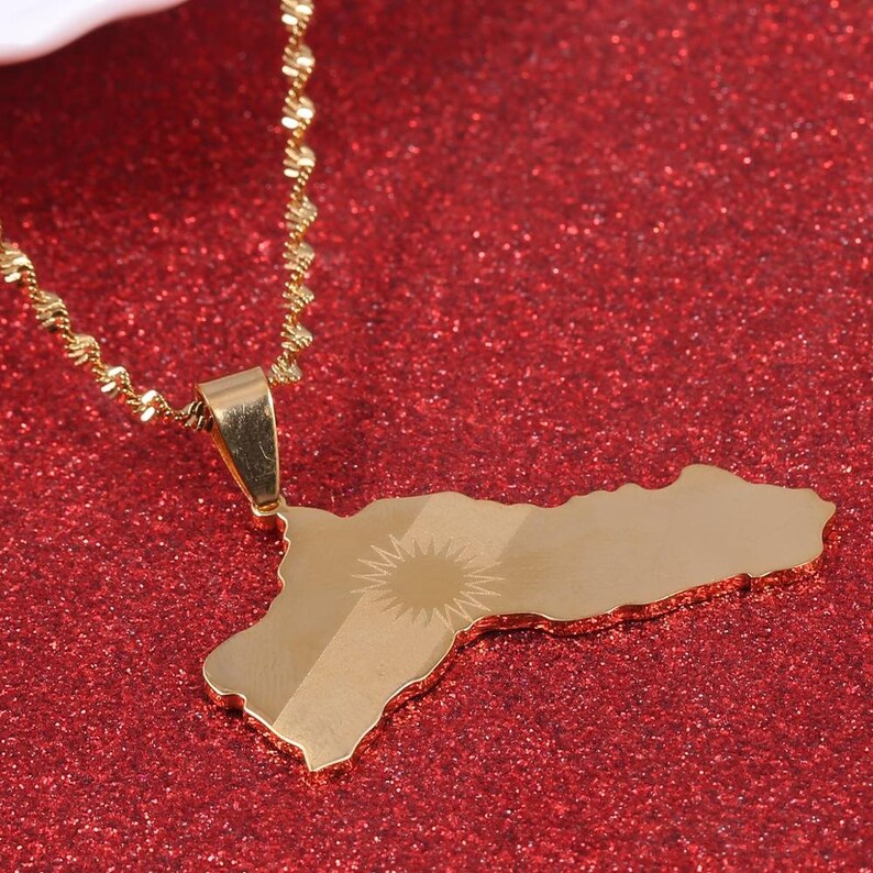 Collier KURDISTAN plaqué or 18K Carte du Kurdistan Bijoux Etsy France
