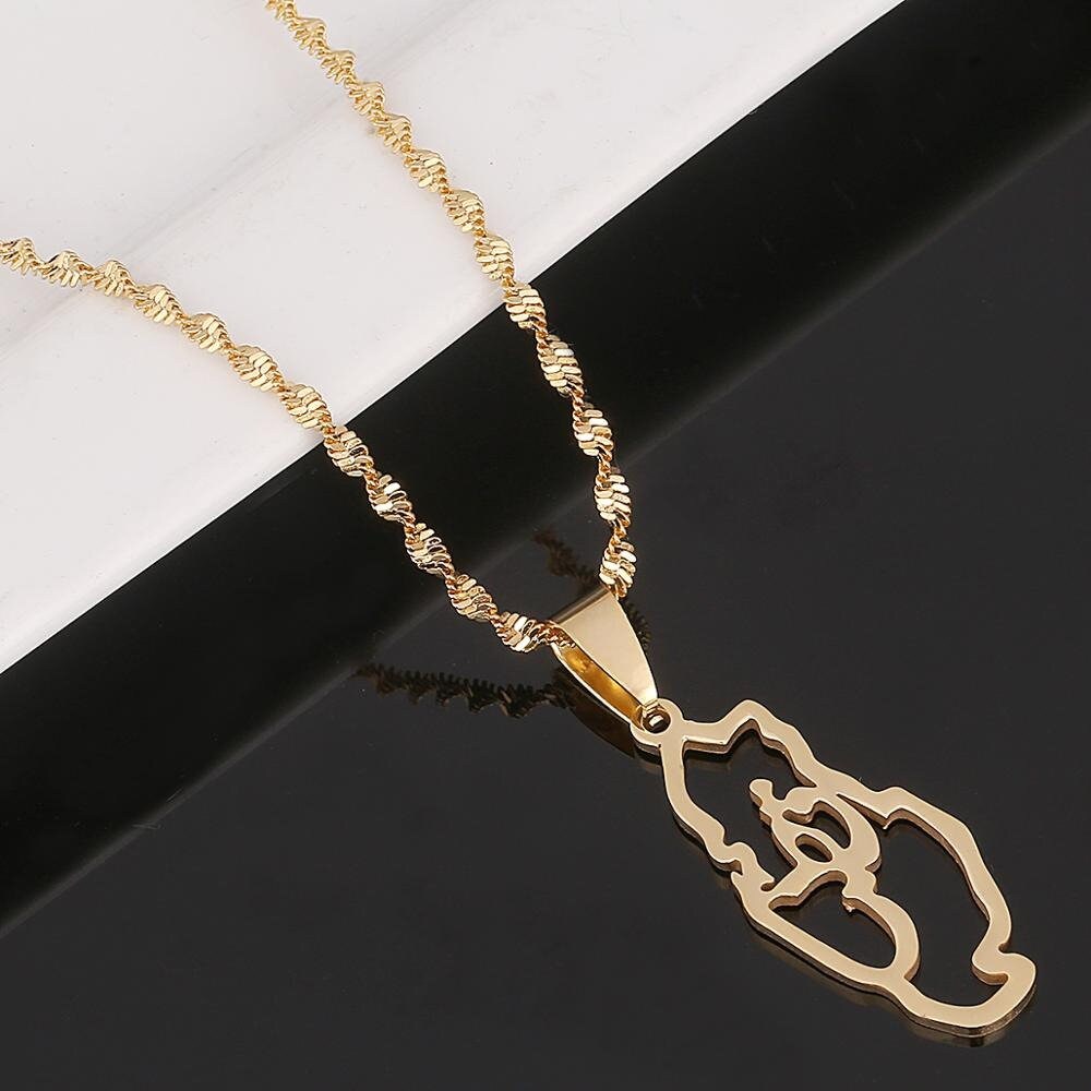 QATAR Necklace 18K Gold Plated Map of Qatar Qatari Jewelry Etsy