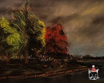 Views: Chalk Pastel Drawing Print 8x10 | Montana Landscape Artwork
