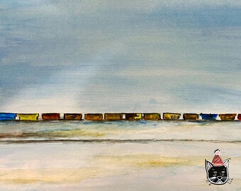 Traincars Watercolour Painting Print 8x10 | Saskatchewan Train Art