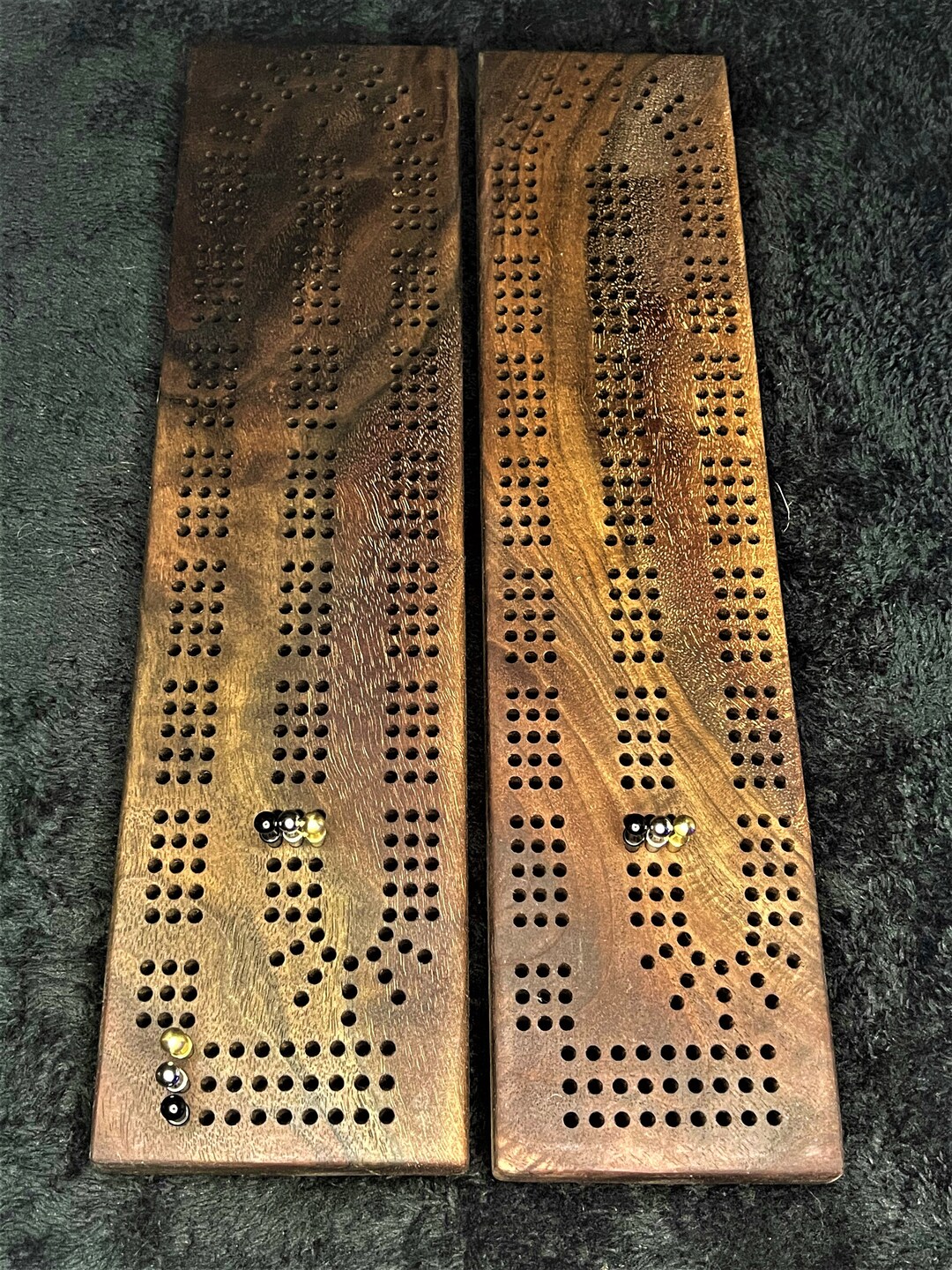 Walnut Cribbage Board With Pieces Etsy