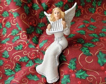 Vintage Hawthorne Village Heavenly Blessings Collectible Angel Shelf Sitting Christmas Figurine