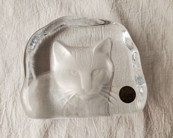 Details about   Lot of Two Cat Glass Kitten Candle Holders Crystal Figurine Heavy Paperweight EC 