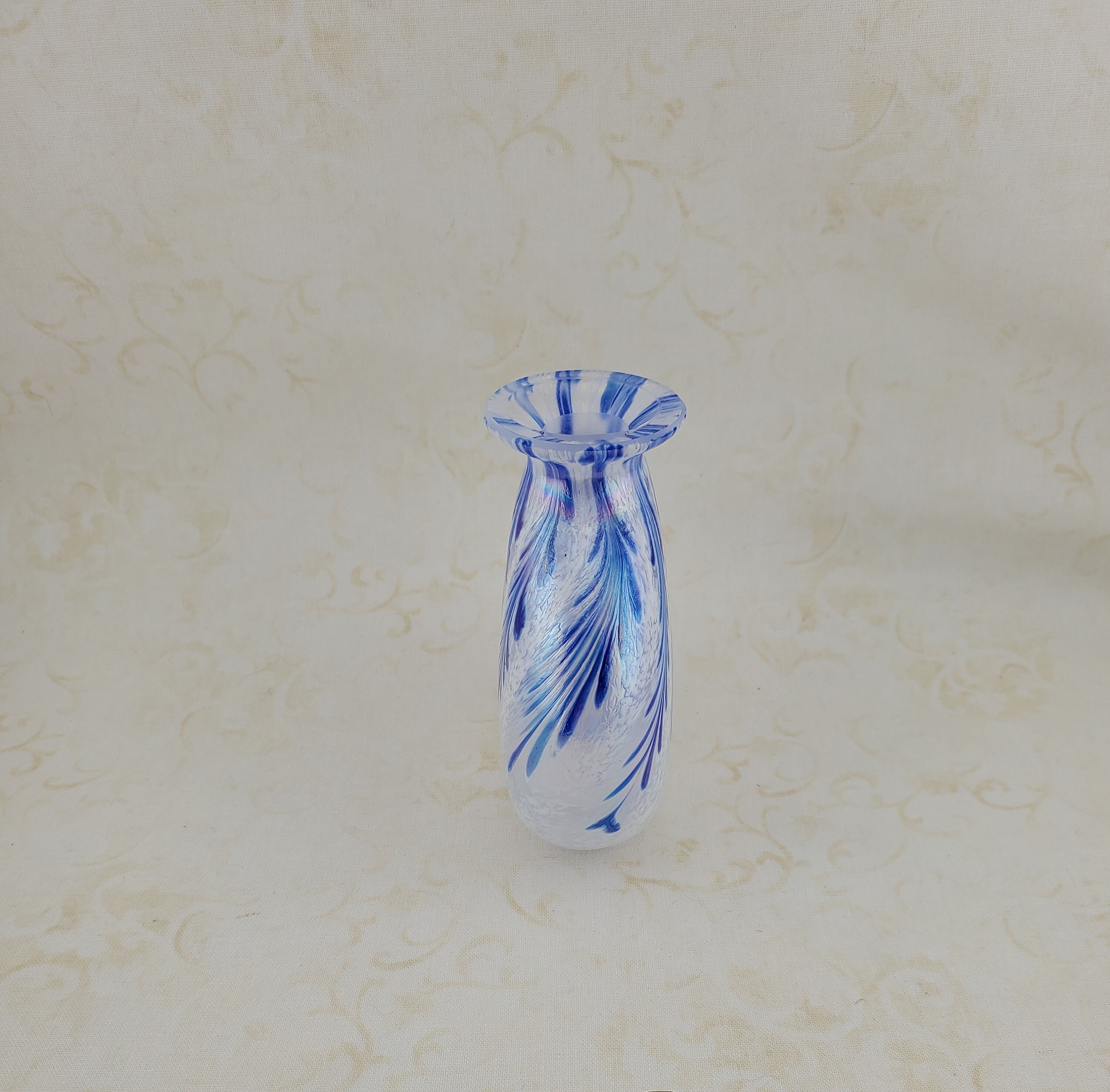 Vintage Feathered Blue and White Glass Perfume Bottle With Etsy