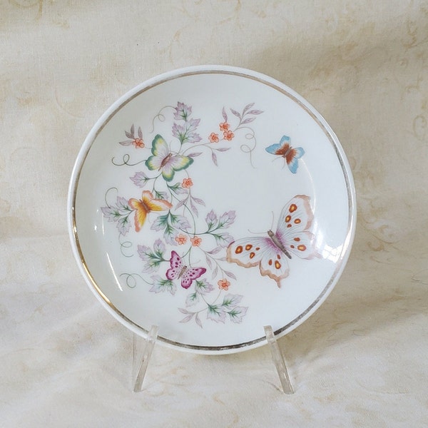 1979 Avon Fine Porcelain Butterfly Plate with 22K Gold Trim. Vintage, Collectible Plate, Trinket Dish