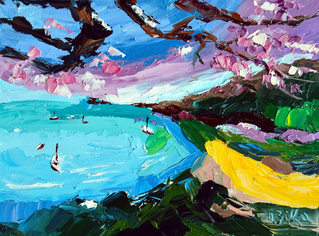 Laguna Beach Painting Maritim Ocean Wall Art Impasto Oil Etsy