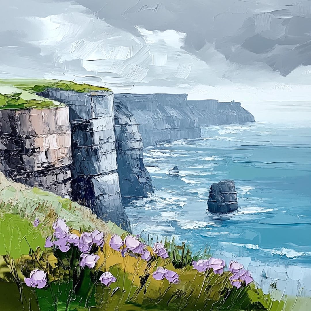 Cliffs of Moher Oil Painting Ireland Seascape Original Coastal ...