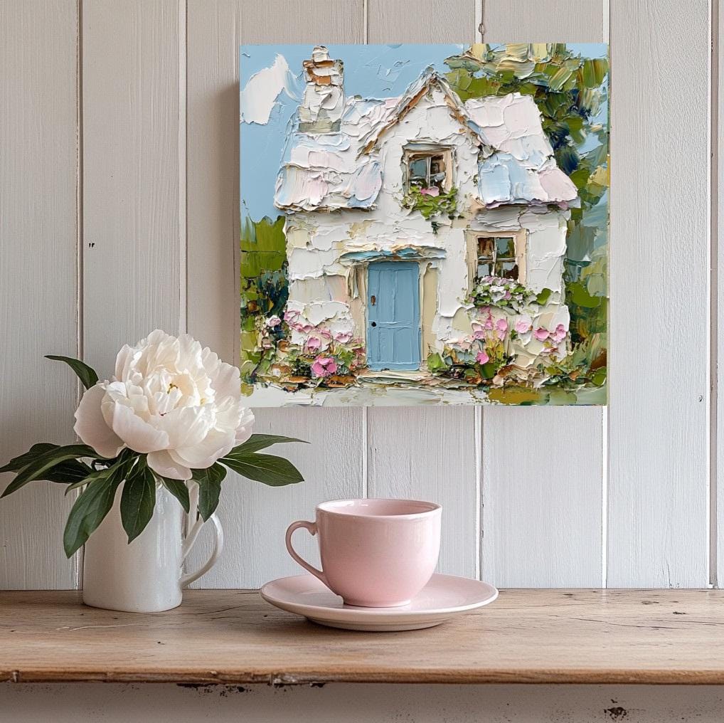 Irish Cottage Landscape Oil Painting Original Ireland Art in Soft Gray ...