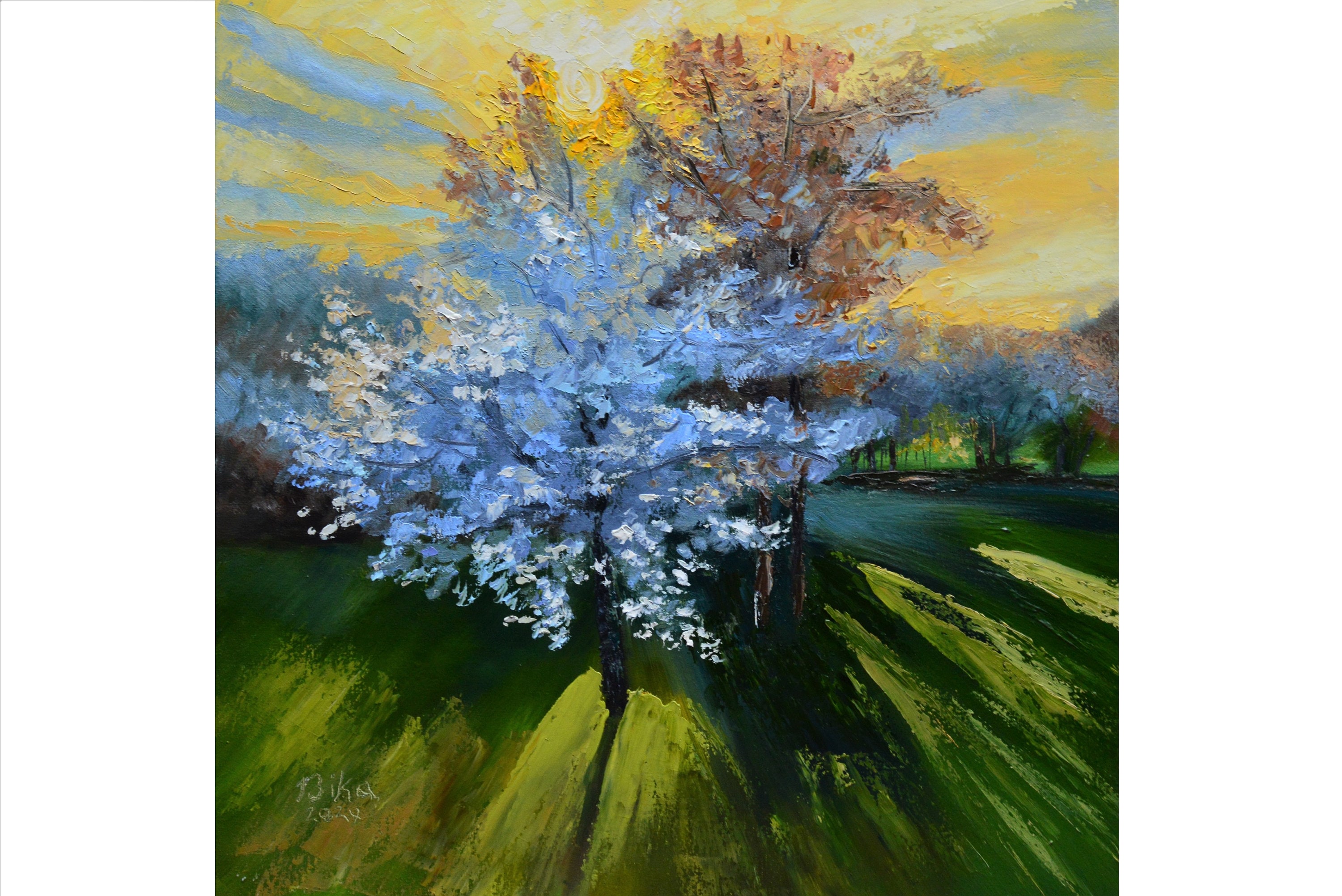 Blooming tree Original Oil Painting Canvas Landscape Spring Etsy