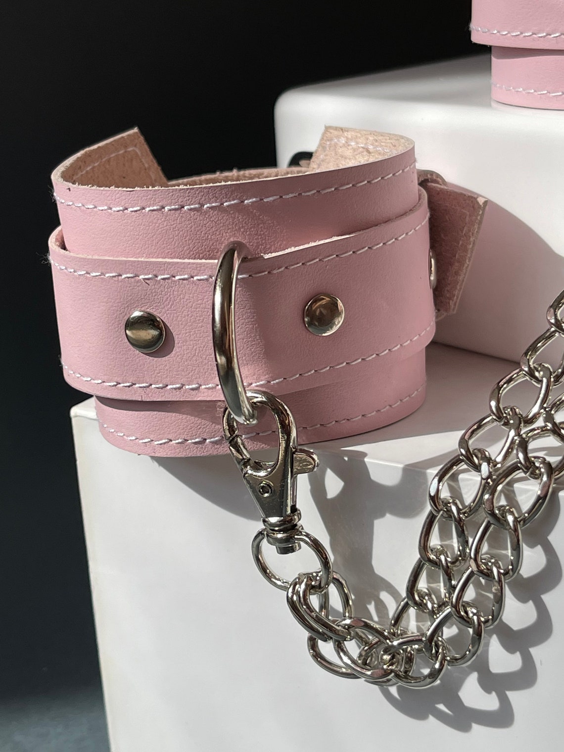 Leather BDSM Handcuffs Baby Pink Color Leather Handcuffs Etsy