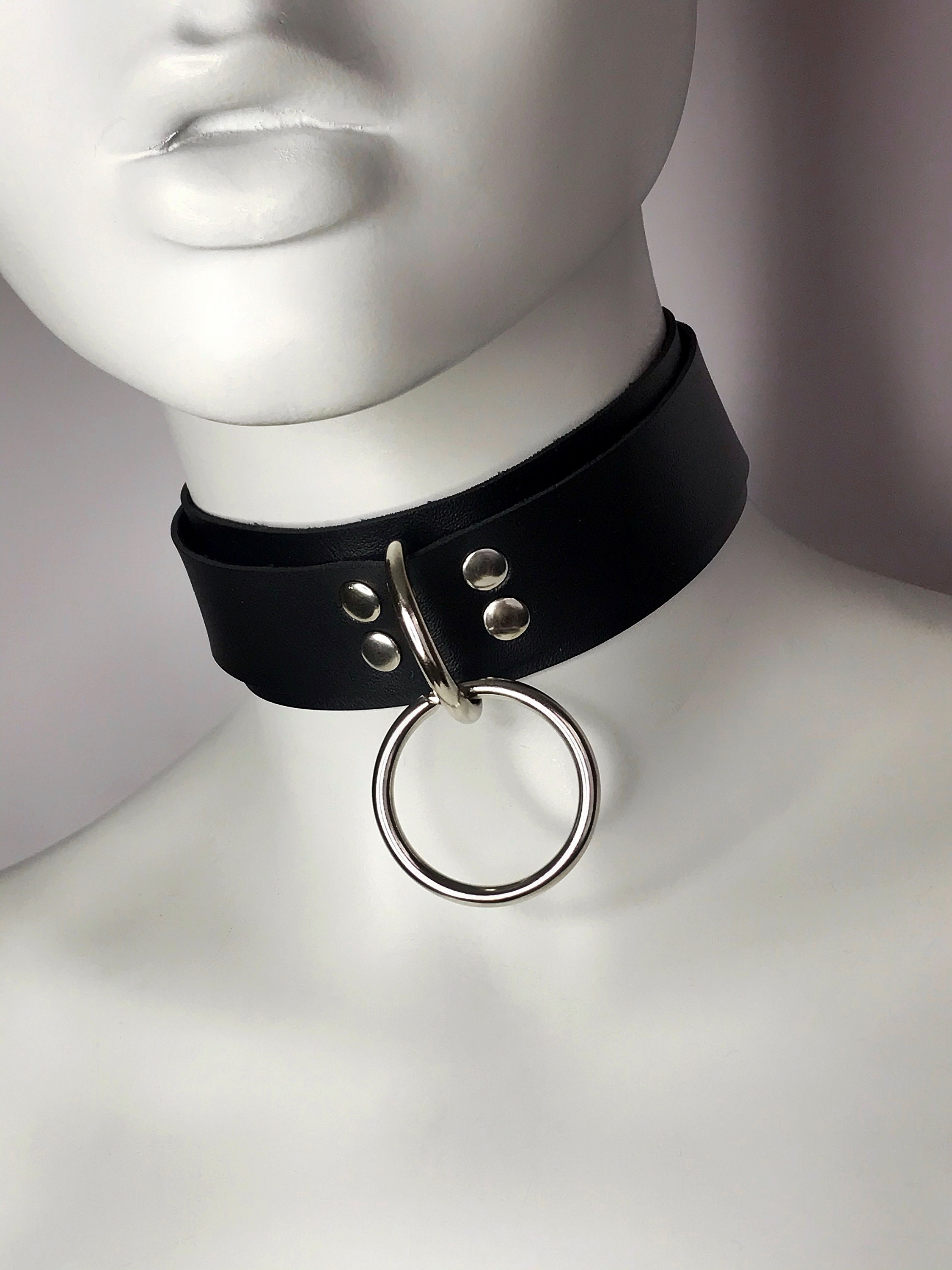 Brutal choker with o-ring BDSM leather choker collar with | Etsy