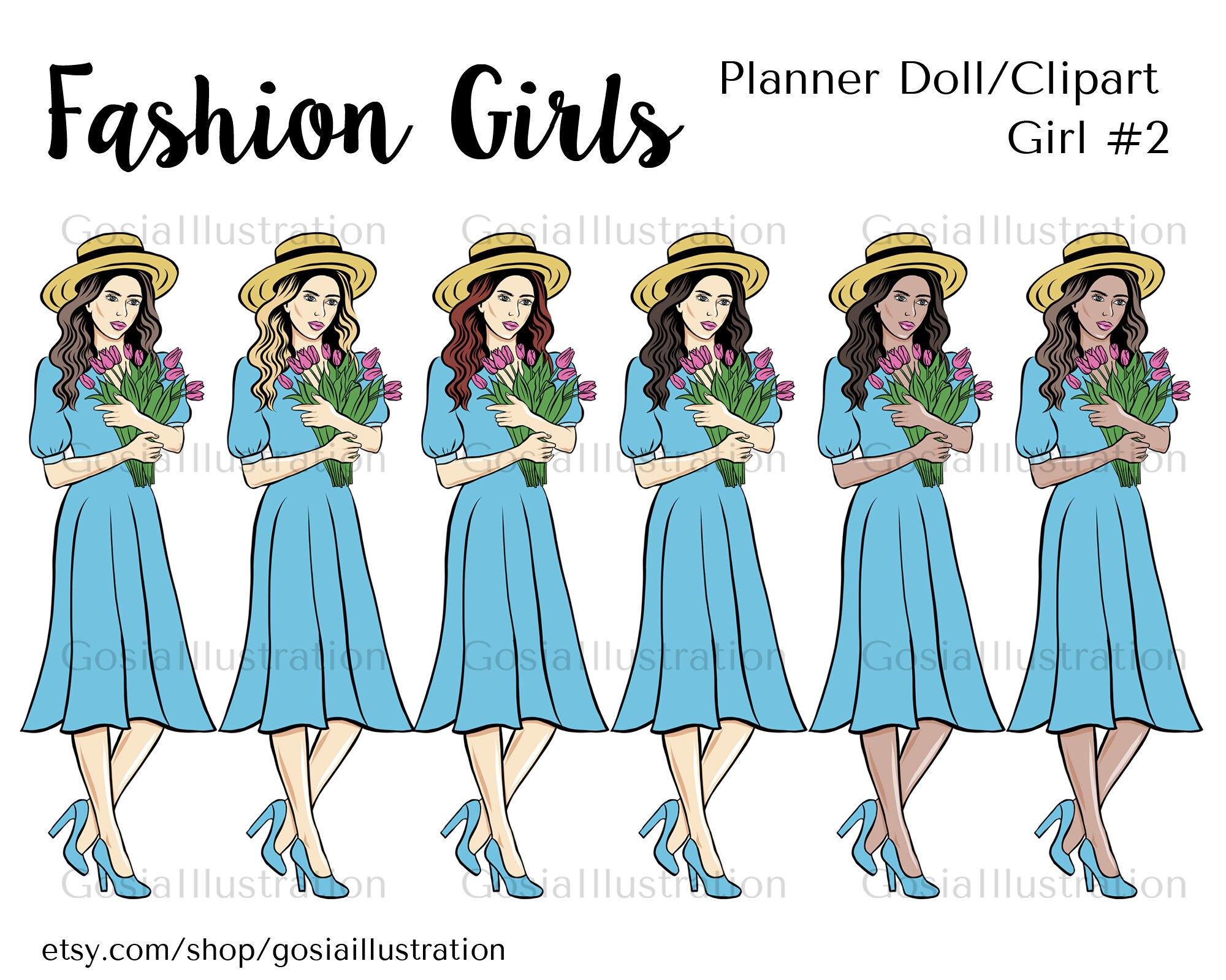 Fashion Girls Clipart Set, Illustration Clipart, Planner Doll, Planner ...