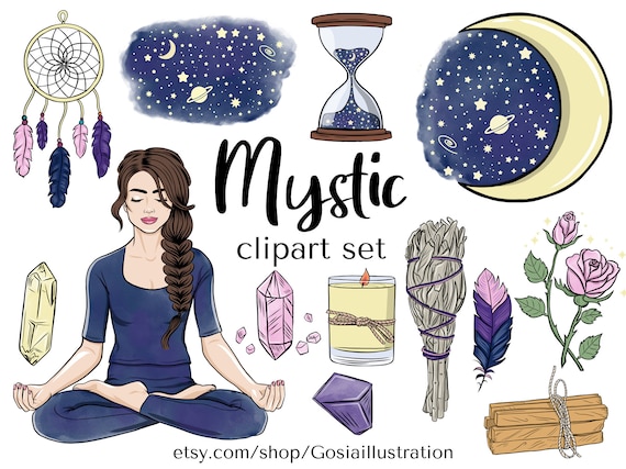 Mystical Clipart Set, Mystic & Celestial Clip Art, Spiritual Graphics,  Magic Elements, Moon and Stars, Night Sky, Crystals Planner Icons -   Canada
