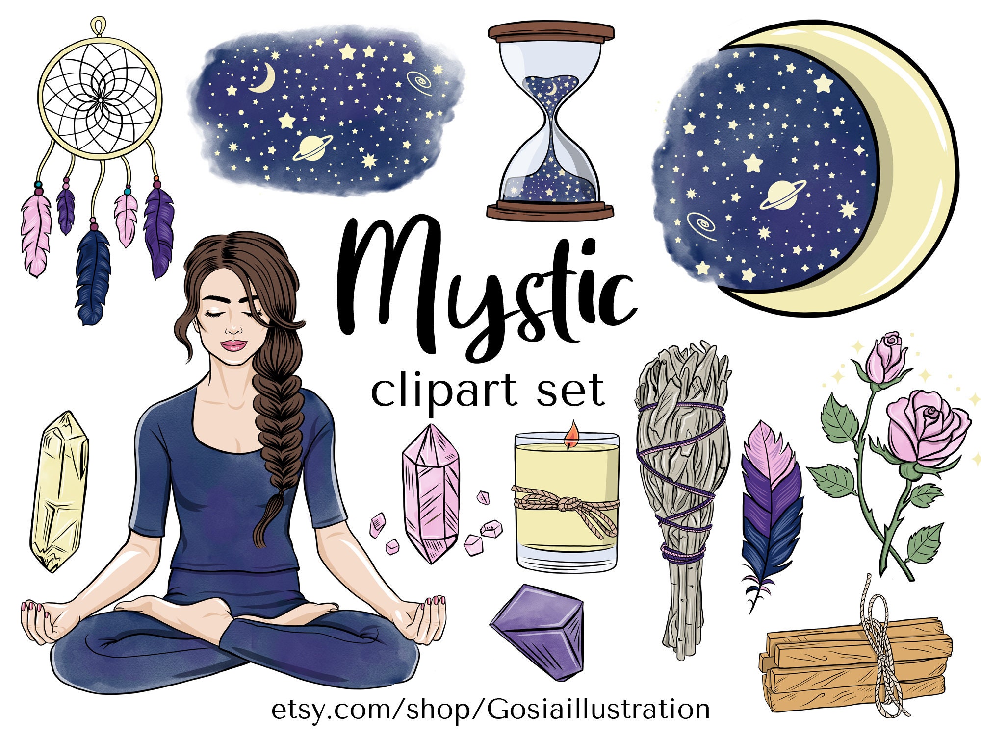 Mystical clipart set Mystic & Celestial clip art Spiritual | Etsy