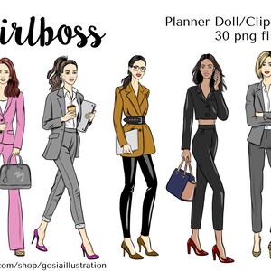 Girlboss, Boss Babe Planner Doll, Girl Boss Clipart, Illustration de mode, Fashion Girl Clipart, Planner Stickers, Coffee Girl