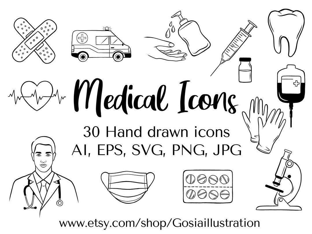 Medical Vector Icons Set, EPS, AI, Png, Svg, Logo Vector, Health
