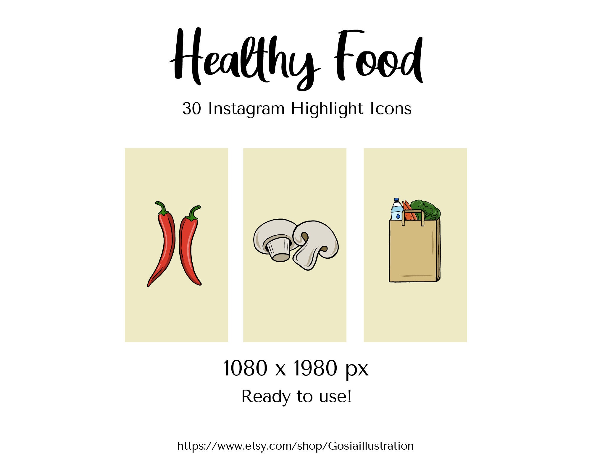 Healthy Food Instagram Highlight Icons, Diet Food Story Covers, Hand