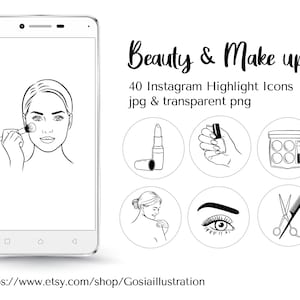 Beauty & Make up Instagram highlight icons, story covers icons, hand drawn, doodle icons, salon, spa illustrations, Social Media Icons