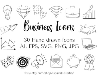 Business vector icons set, EPS, AI, png, svg, Logo element, office  suplies planner sticker, Hand drawn doodle icons, Instagram highlights