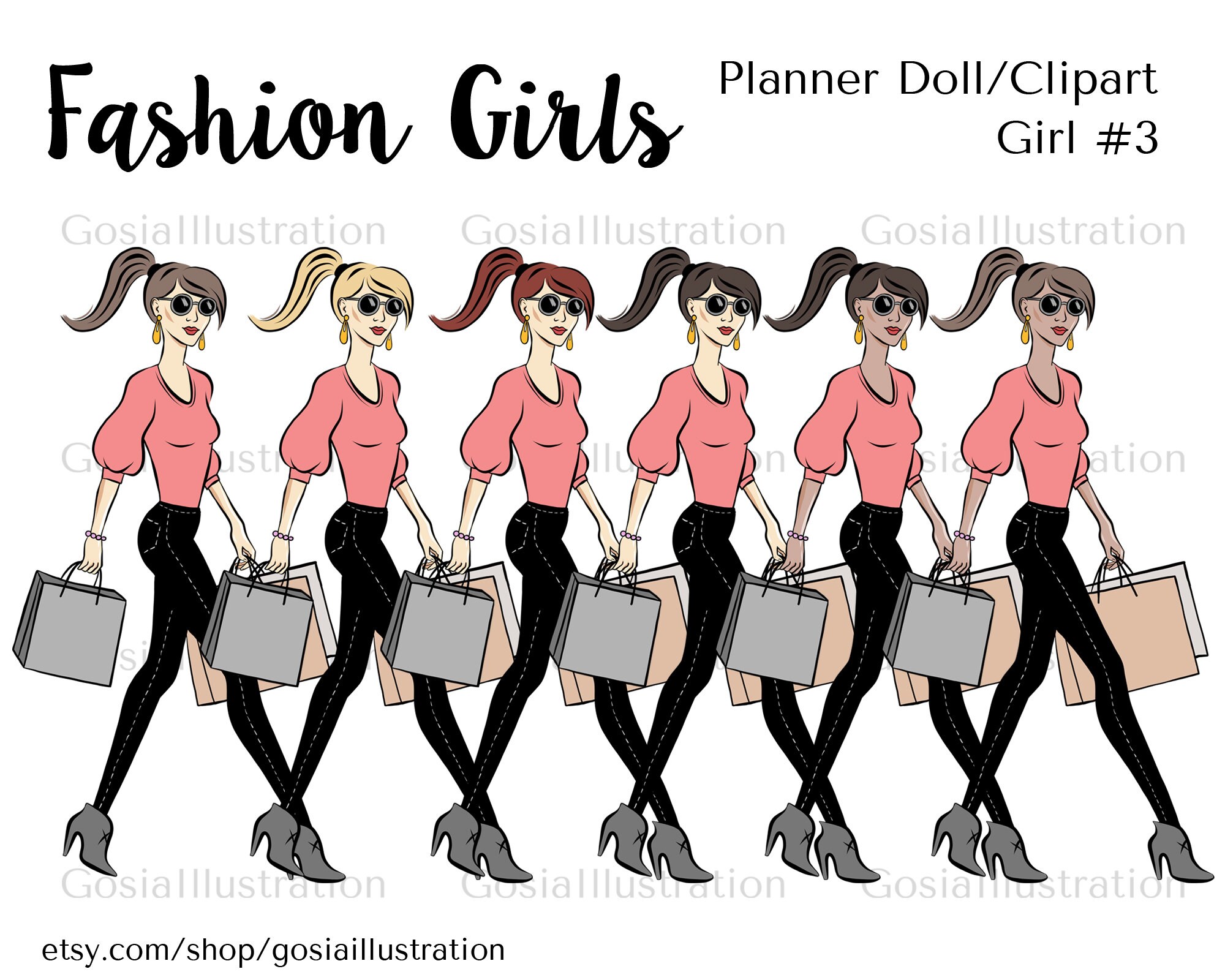 Fashion Girls Clipart Set, Illustration Clipart, Planner Doll, Planner ...