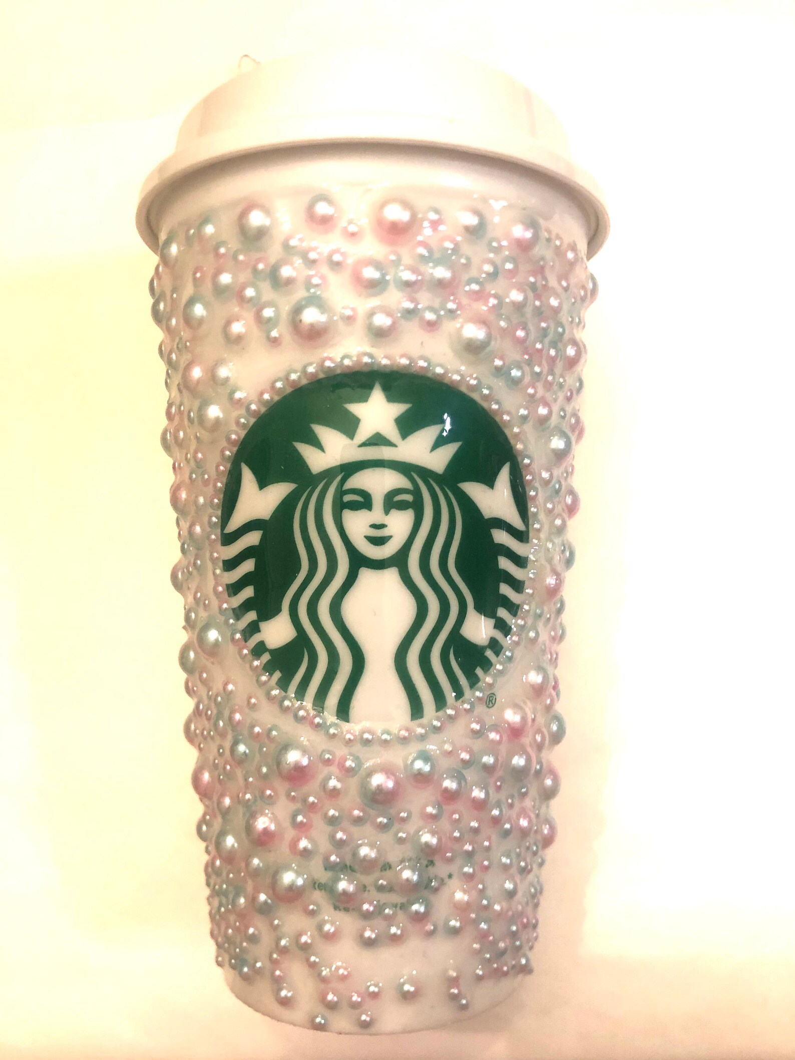 Pearl Starbucks reusable hot cup Etsy