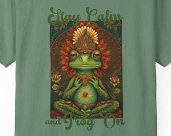 Stay Calm and Frog On T-Shirt | Meditating Frog Graphic