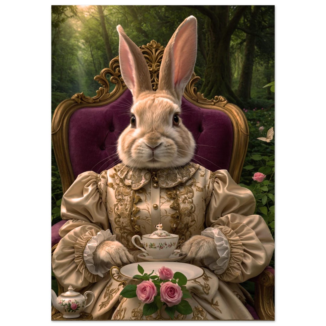 Victorian Mrs. Rabbit Fine Art Poster - Alice in Wonderland Tea Party ...